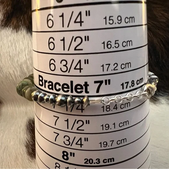 ❤️ 925 Desert Pearl Saucers Cerrillos Turquoise Moss Agate Spiny Bracelet 7+.75” - Picture 14 of 15